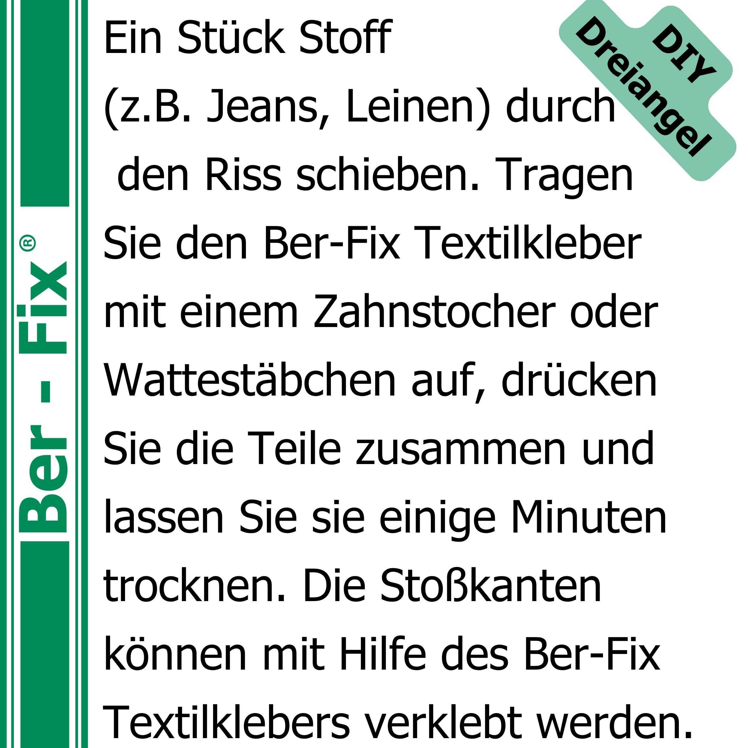 Ber-Fix Textilkleber - wasserfest, kochfest, bügelfester, flexibel (40g mit 150g)
