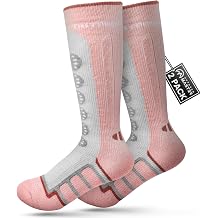 OutdoorMaster Kids Ski Socks, 2/3-Pack Merino Wool Compression Thermal Socks with Boys & Girls, Over The Calf Non-Slip Cuff
