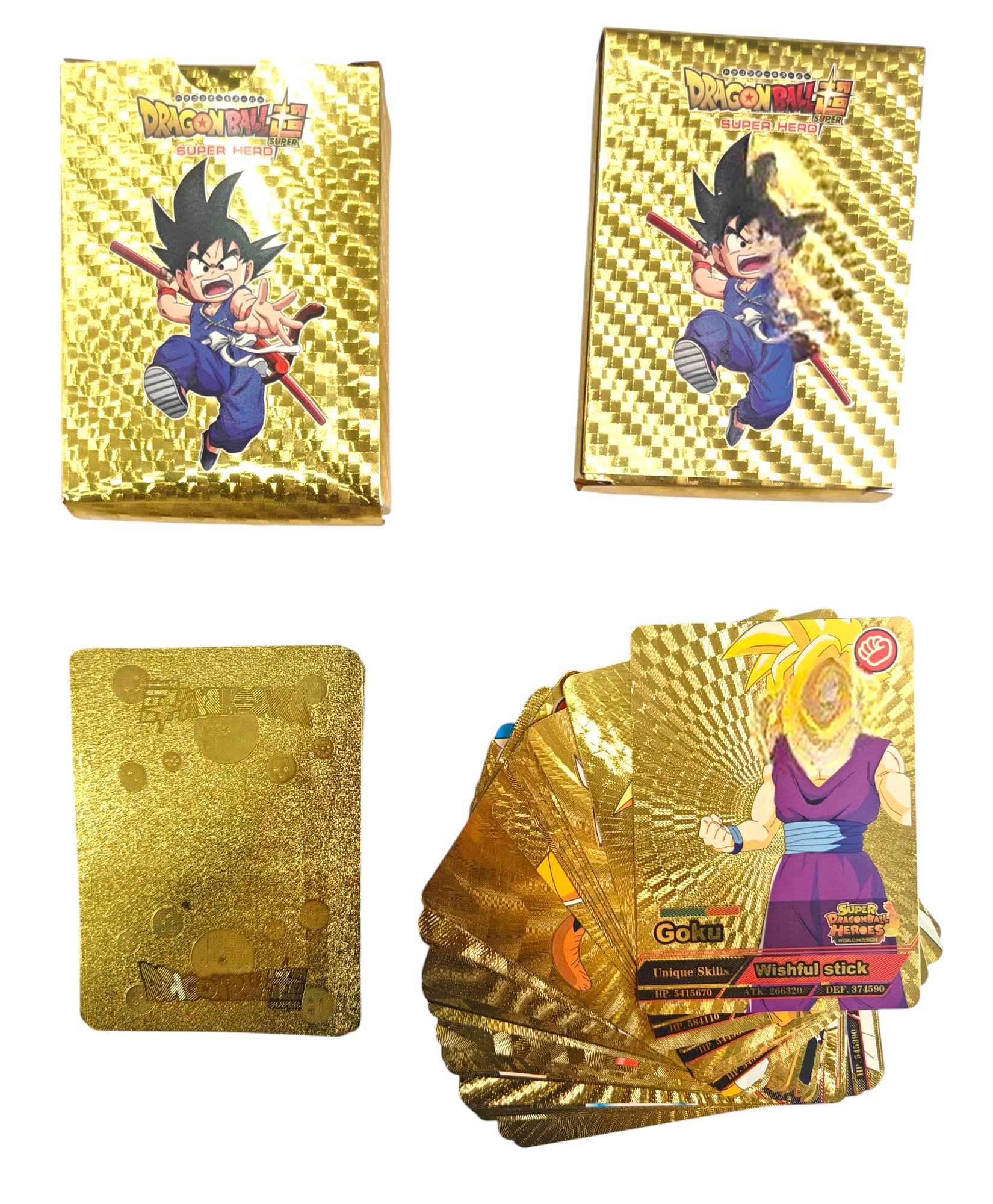 SHAKTISM Dragon-Ball Anime Cards, Unique Card Desk Pack, Official Anime CCG Collectable Playing Foil Cards, Anime Merchandise Gift, Pack of 55 (Dragon Ball Golden) (Golden)