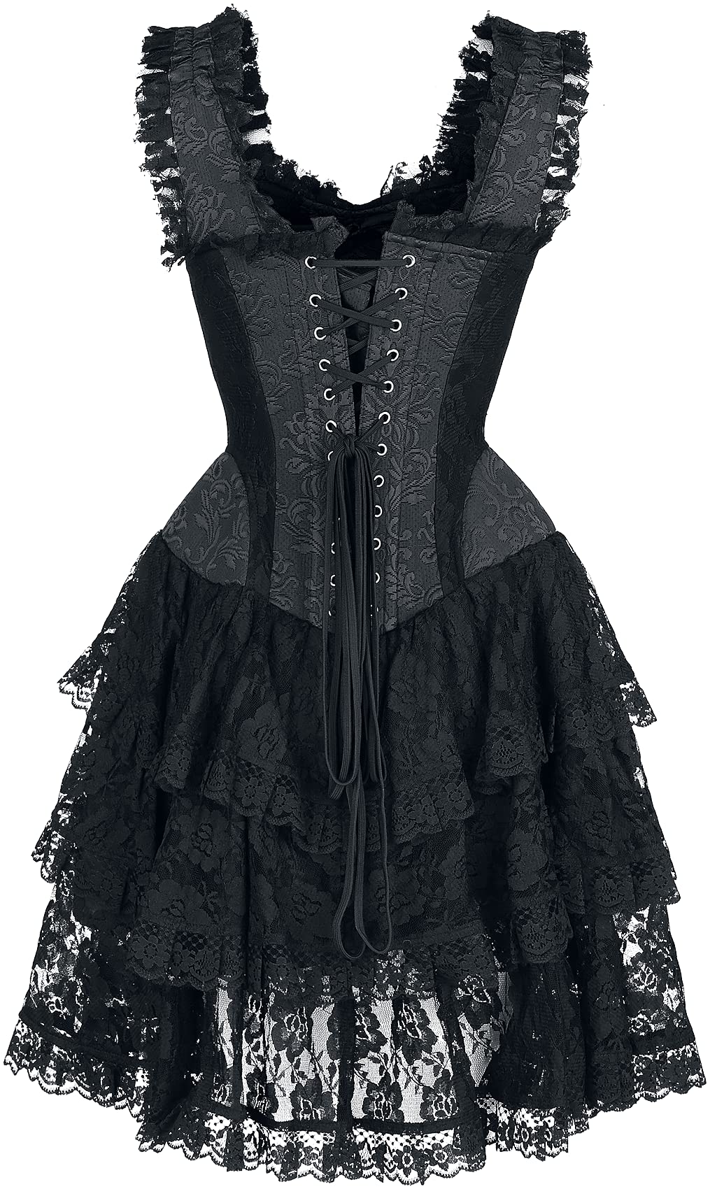 Gothicana by EMP Damen schwarzes kurzes Korsagen-Kleid mit Spitze