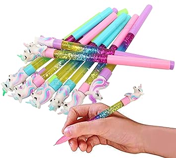 Toyshine Pack of 12 Unicorn Colorful Pens for Girls, Boys - Unicorn Tops, Multi-color, Party Favor, Bitthday Return Gifts