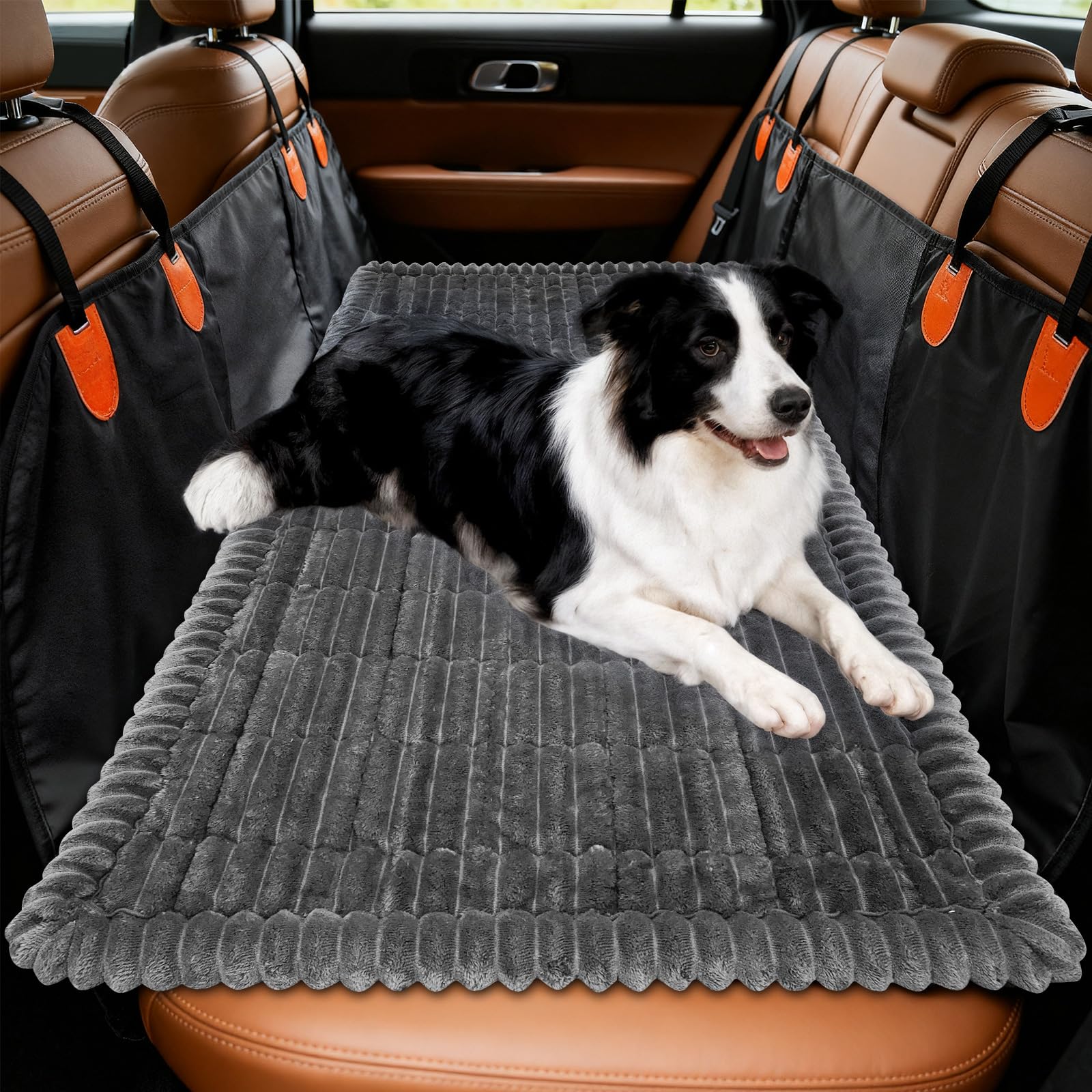 Dog Car Seat Covers for Back Seat, Dog Bed for Car, Car Seat Protector, Fit for Backseat Extenders, Non-Slip Soft Durable for Cars Trucks and SUVs(Grey,50x24.6 inch)