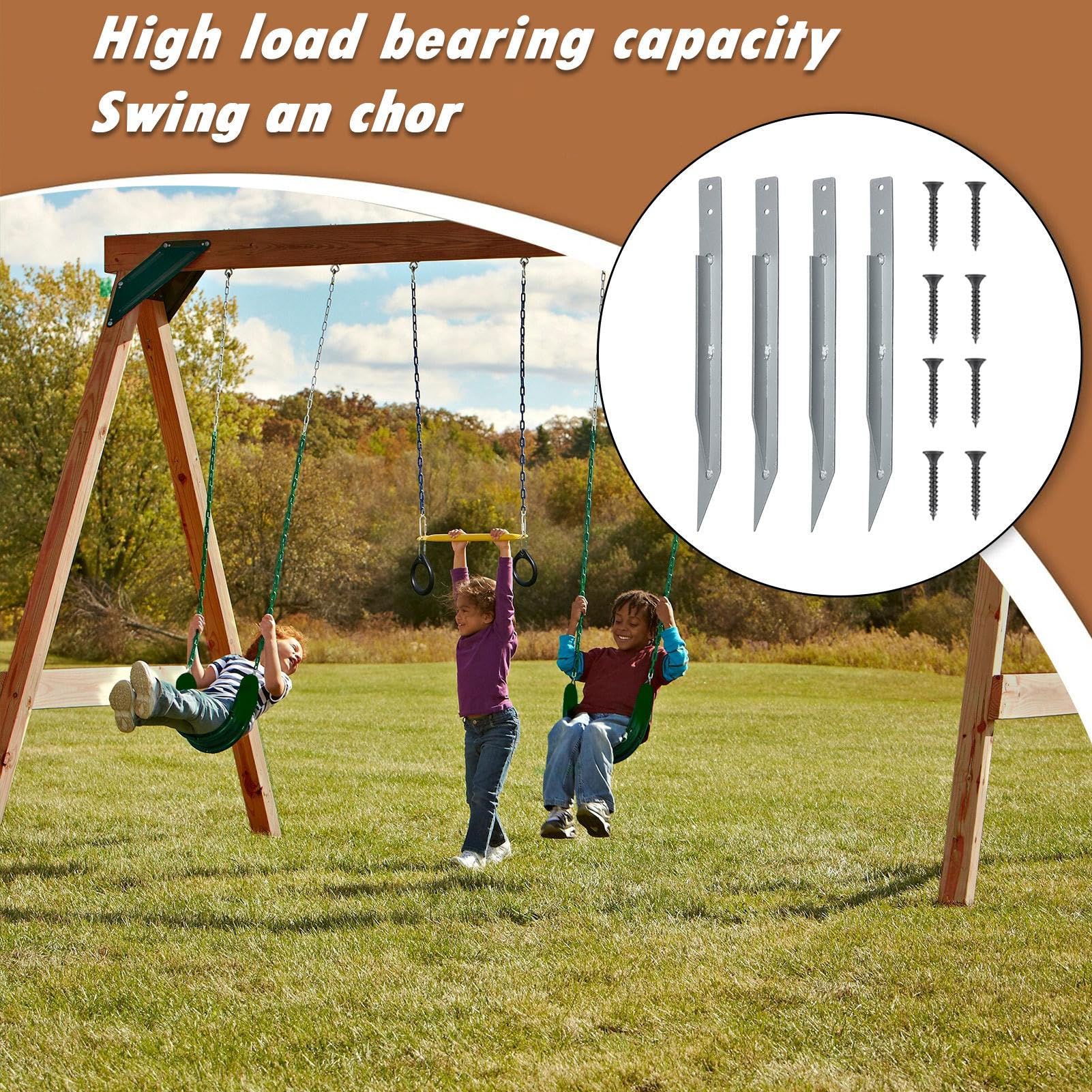 ZESTAW ZESTAW ZESTAWY, ZESTAWOWEGO, Metalowe wytrzymałe kotwice naziemne ze śrubami, Sigh Wind Multi-Purpose Hardware Akcesoria Zawiąż Zakąd Trampoliny w celu uzyskania drewnianyc