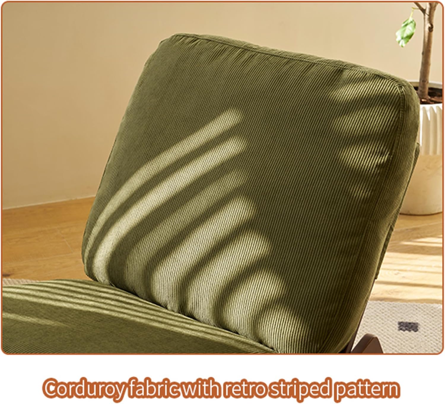 Corduroy Upholstery Glider Rocking Chair with Solid Wood Frame, Accent Reading Chair for for Living Room, Bedroom, Living Room, Nursery (Green)