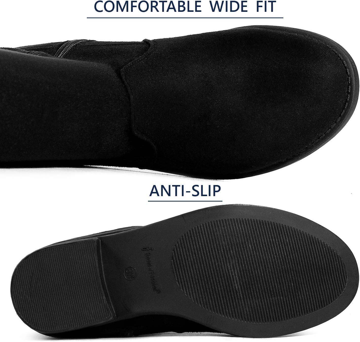 RF ROOM OF FASHION Women's Stretchy Over The Knee Low Heel Boots (Wide Calf Wide Width)