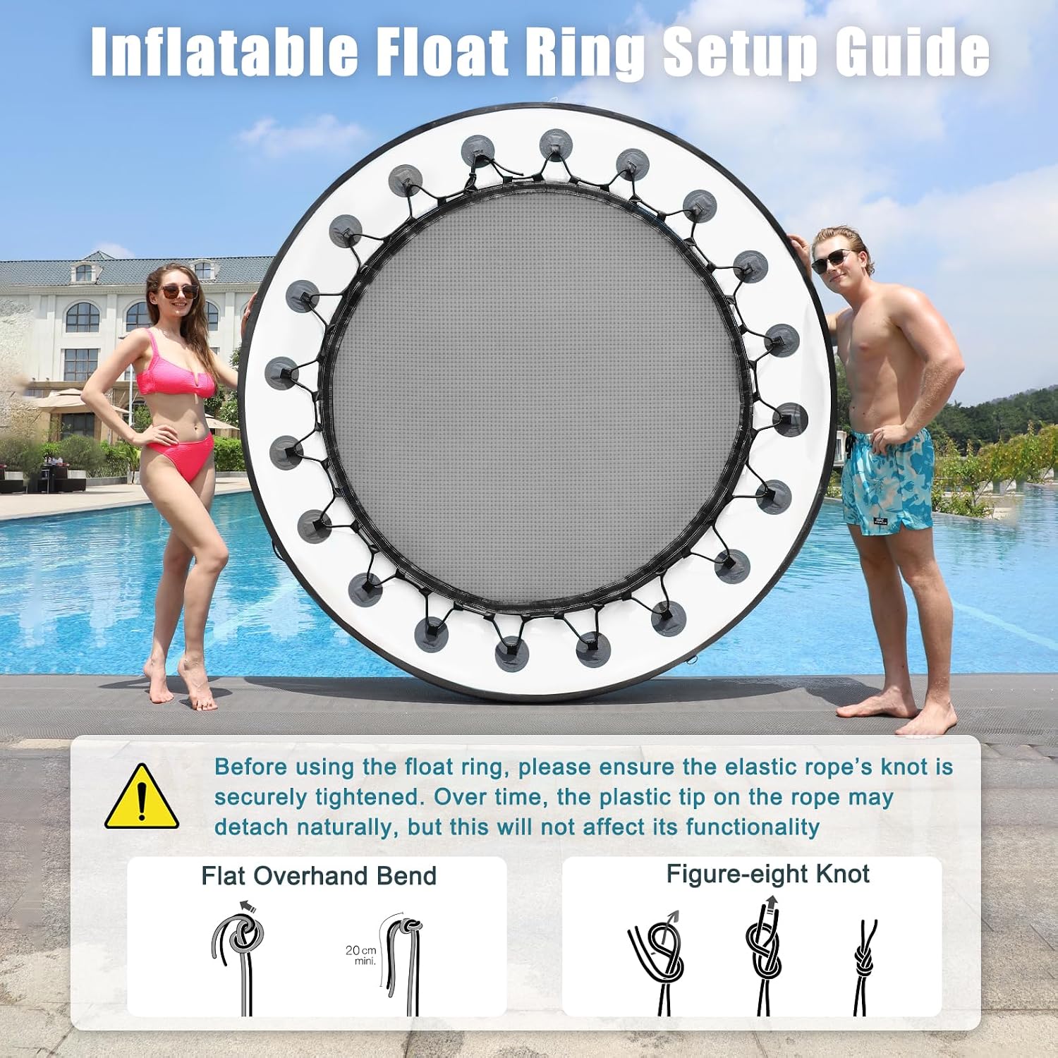 AWSUM Water Hammock, Inflatable Round Floating Ring with Breathable Mesh Heavy-Duty Circle Float for Adults Pool Lake River Beach Relaxation Island Platform Dock