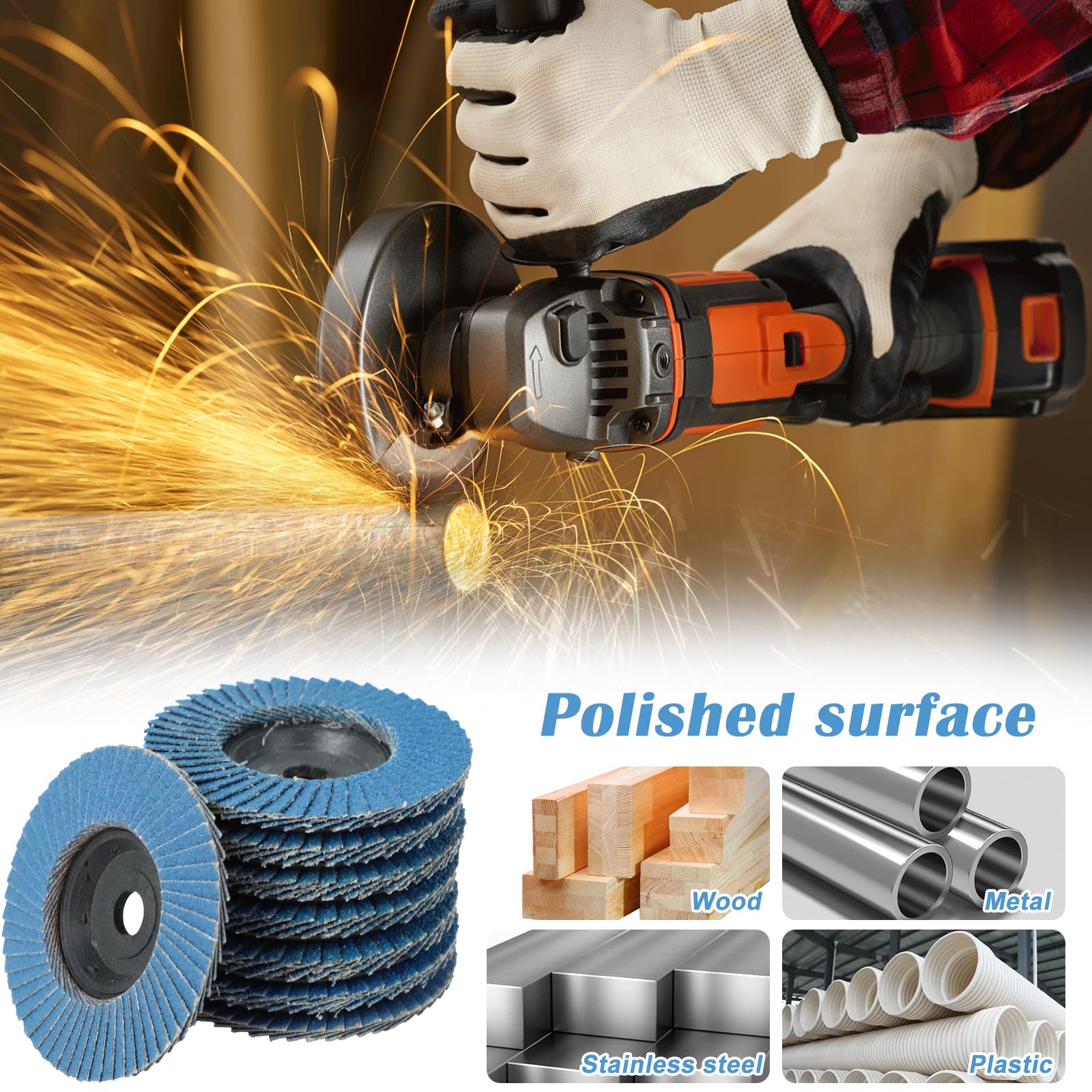 Disques Abrasifs à Lamelles - Lot De 8 - Grain 40/60/80/120 - Ø76mm - Pour Meuleuse D'angle