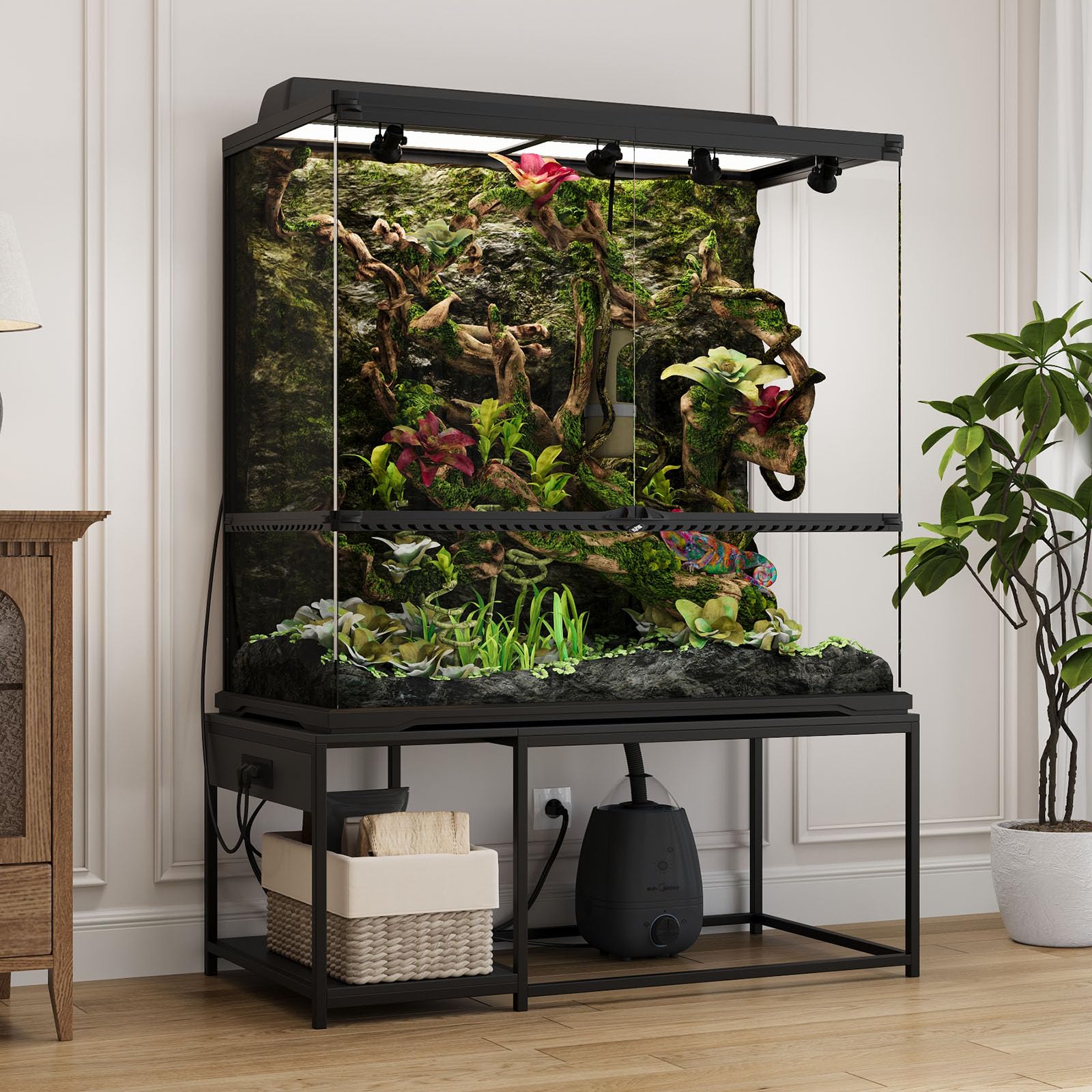 Supporto per serbatoio per rettili da 120 galloni - Supporto per terrario da 121,9 x 61 cm per serbatoi impilati in PVC da 4 x 2 x 2, gabbia camaleonte, serbatoio di pitone a palla, serbatoio