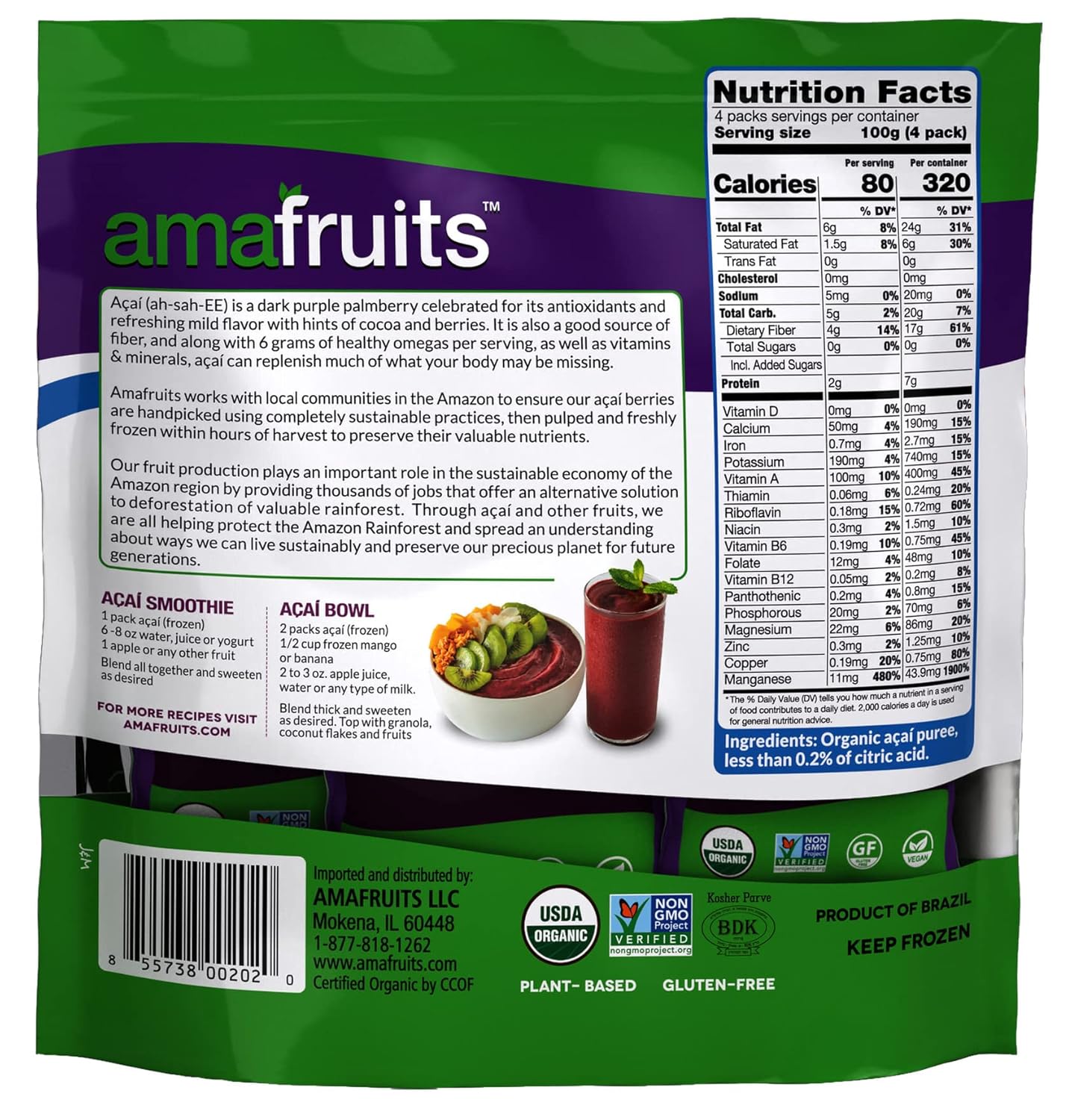 Promo Discount Up To 70% Off Amafruits Acai Berry Frozen Puree Pure and Unsweetened / USDA Organic / Non-GMO Certified / Antioxidant Rich Superfruit / 24 Packs x 3.5oz Exclusive Special Amafruits Acai Berry Frozen Puree Pure and Unsweetened / USDA Organic / Non-GMO Certified / Antioxidant Rich Superfruit / 24 Packs x 3.5oz