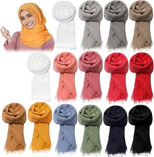 15 Pieces Hijab Scarfs for Women, Muslim Head Scarf Solid Hijab Scarfs Long Stylish Soft Wrap Shawl, 15 Colors
