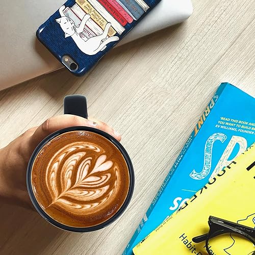 Miniatura 4 de YINUOWEI Juego de 4 tazas de café de porcelana de 20 onzas, tazas de café grandes y altas con asas, tazas de café modernas de cerámica para café,