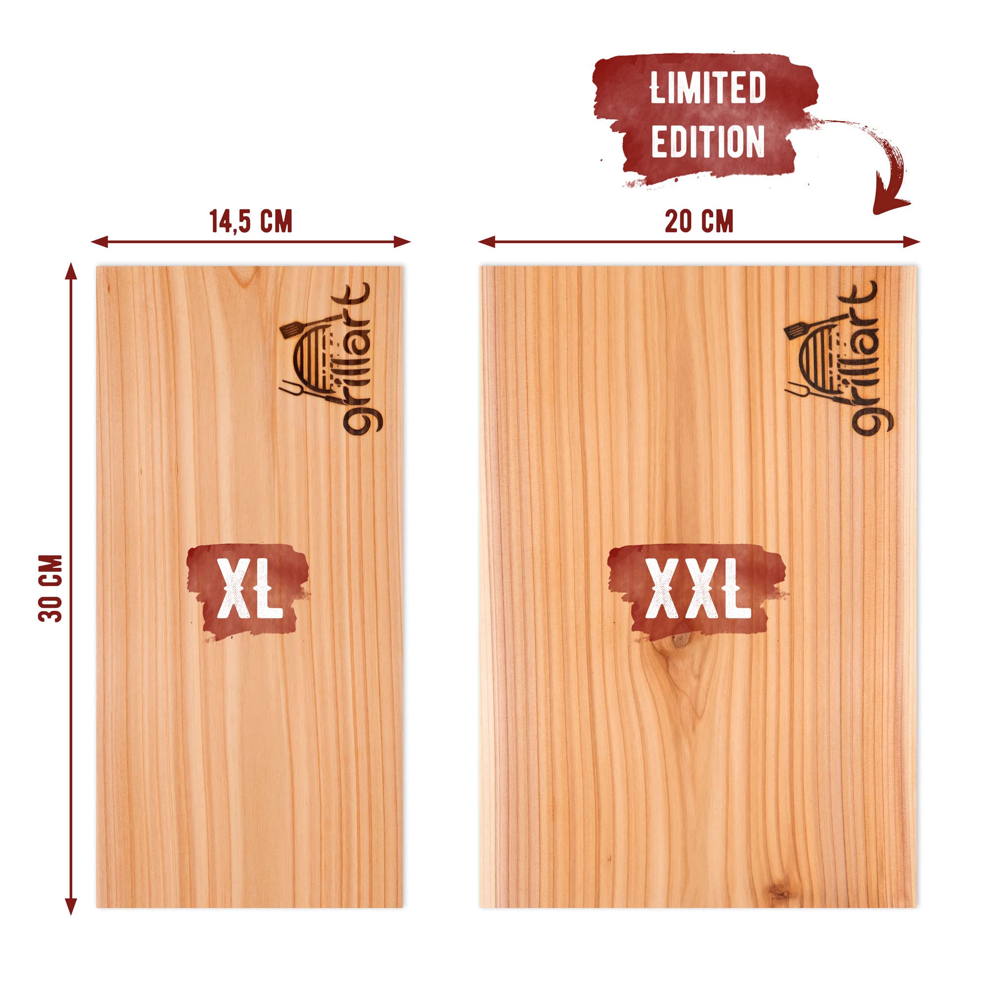 Grillart Lot de 2 planches à fumer en bois de cèdre, taille XXL (édition limitée)