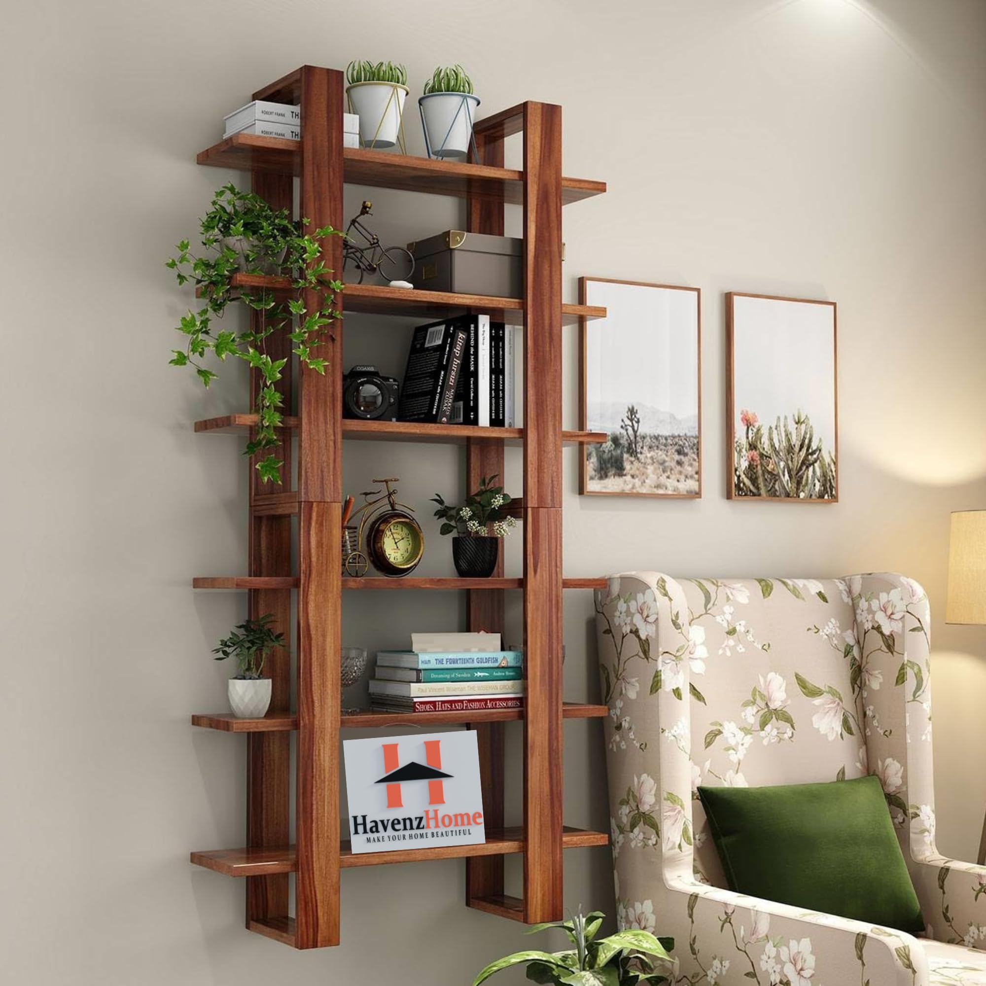 Wooden Wall Shelf – Modern Floating Shelf for Living Room, Bedroom, Kitchen & Hallway | Decorative Wall Rack, Display Shelf & Book Shelf Wall Mounted | (Walnut Finish)
