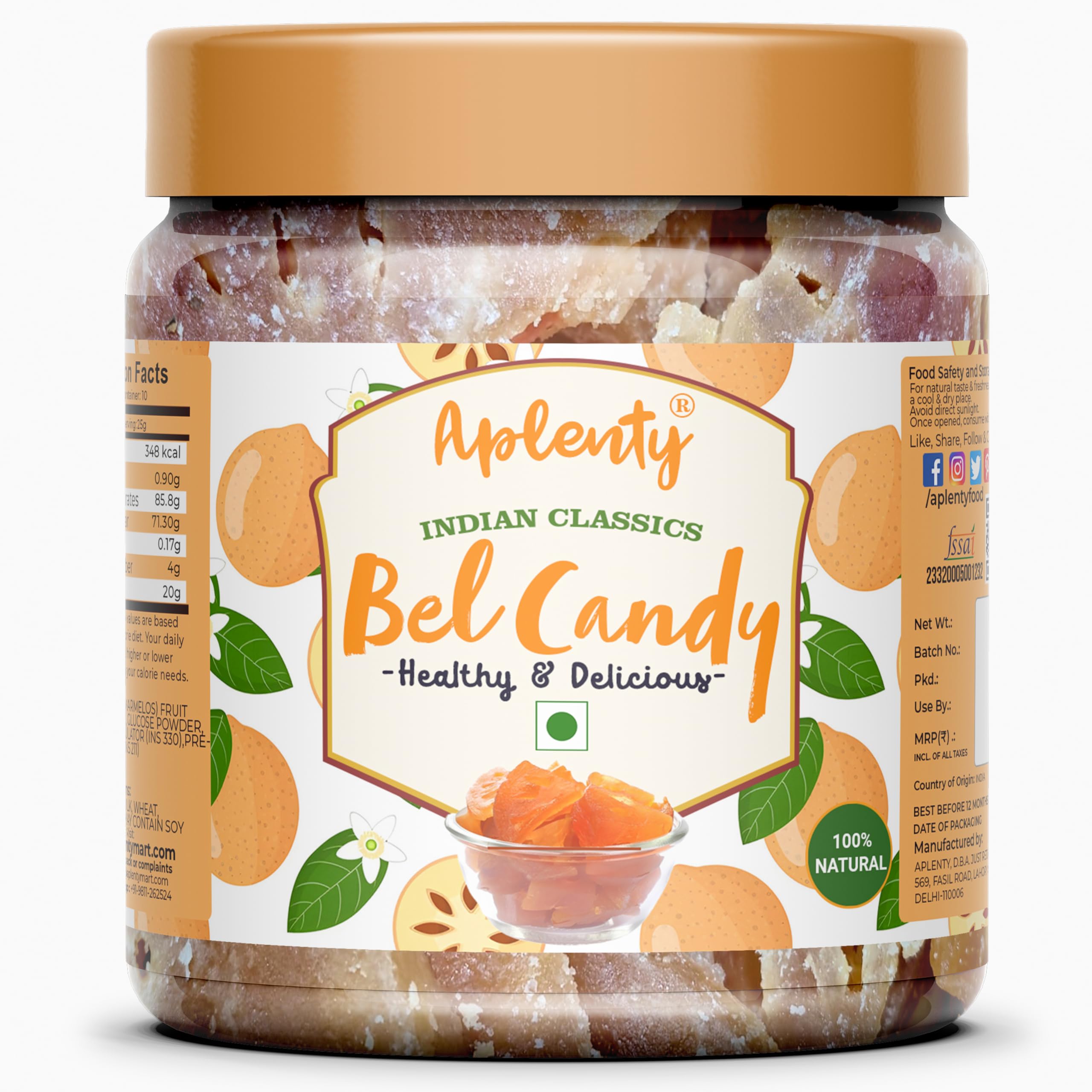 Aplenty Dry Bel Candy - 400g | Soft Sweet Dried Bael | Immunity Booster | Stone Apple Jelly Beans Mouth Freshener/Mukhwas (400G)