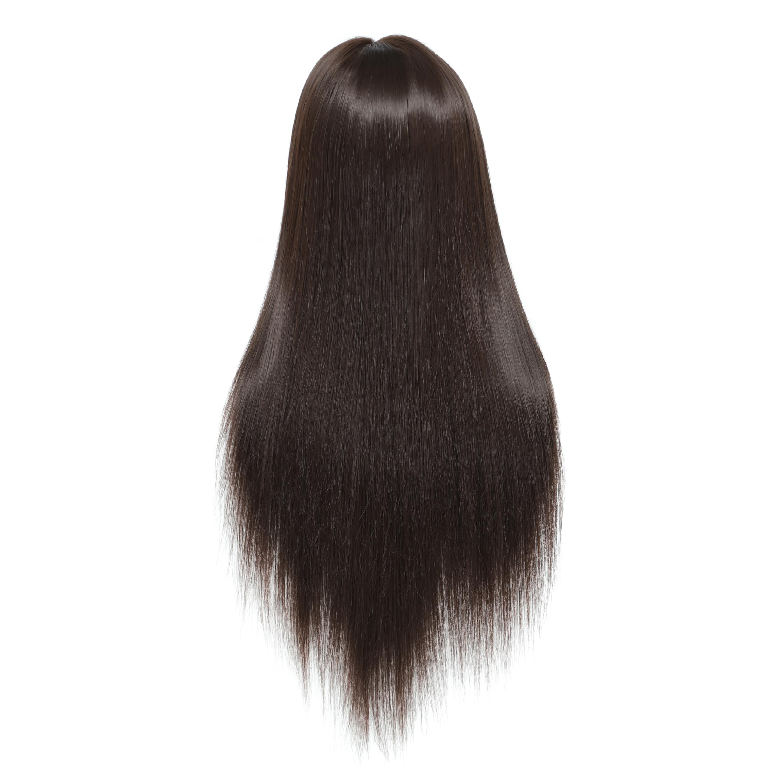 Training Kopf, 26-28" 100% synthetische Faser lange Haare Friseur Kosmetologie Schaufensterpuppe Puppen Kopf für Stying Üben mit kostenlosen Klemme Flechten Set (04)
