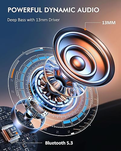 Miniatura 5 de Auriculares inalámbricos Bluetooth 120H Playtime Bluetooth 5.3 Auriculares para deportes, auriculares estéreo de alta fidelidad con pantalla LED,