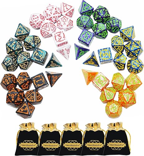 Vista 9 de SmartDealsPro Juego de dados poliédricos de doble color con bolsas para D&D DND RPG MTG Dragones y Mazmorras, juegos de mesa, juegos de rol, dados