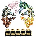 SmartDealsPro Double-Colors Polyhedral Dice Sets with Pouches for D&D DND RPG MTG Dungeon and Dragons Table Board Roll Playing Games D4 D6 D8 D10 D% D12 D20 (6-Color Retro Sets)