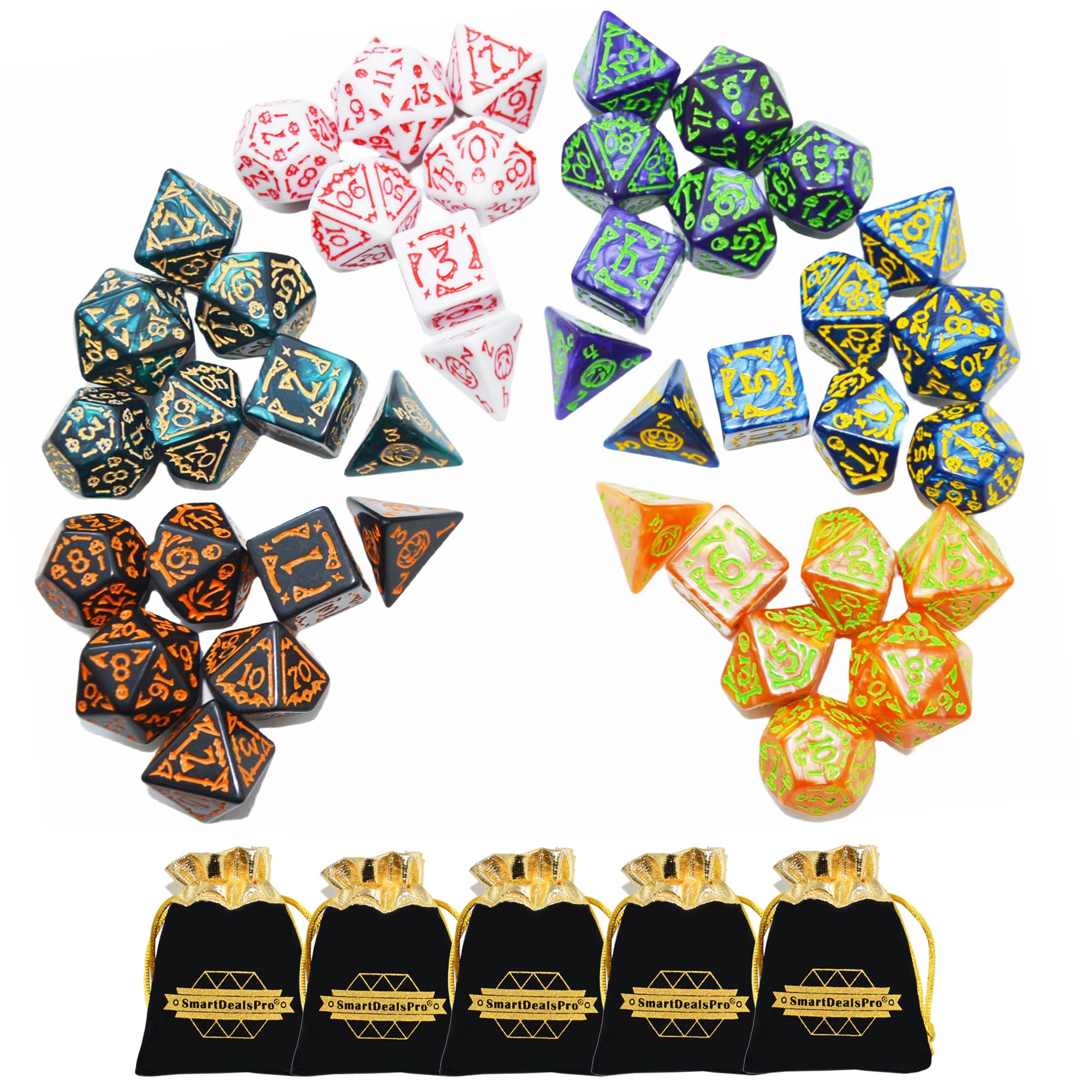 Sponsored Ad - SmartDealsPro Double-Colors Polyhedral Dice Sets with Pouches for D&D DND RPG MTG Dungeon and Dragons Table Board Roll Playing Games D4 D6 D8 D10 D% D12 D20 (6-Color Retro Sets)