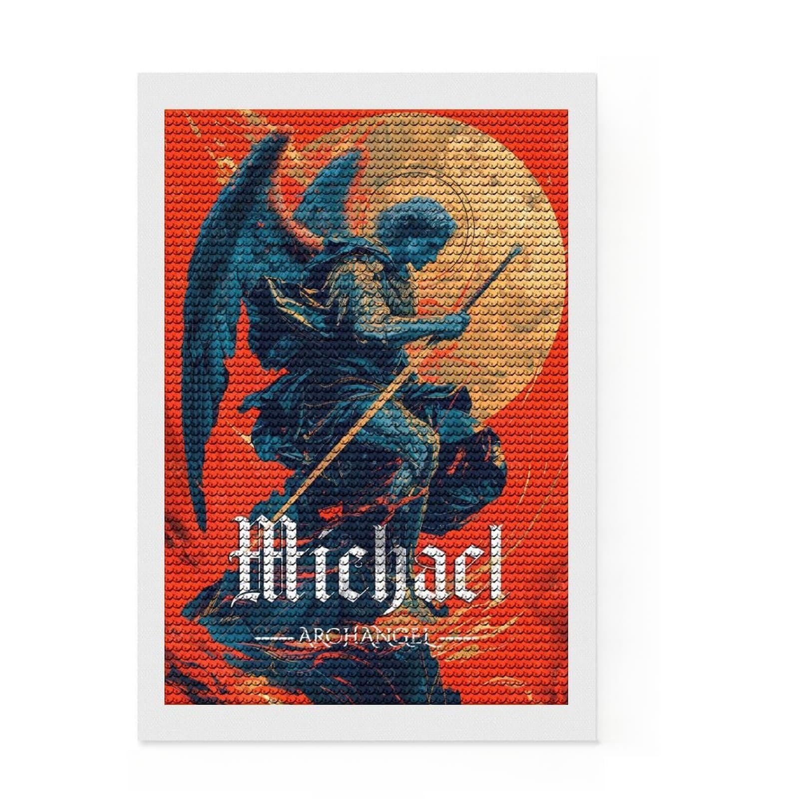 Junmoney Michael Archangel Art Diamond Painting Set 8"x12", Complete Accessories, Satisfying Creative Project, Stress Relief Craft, Office Decor