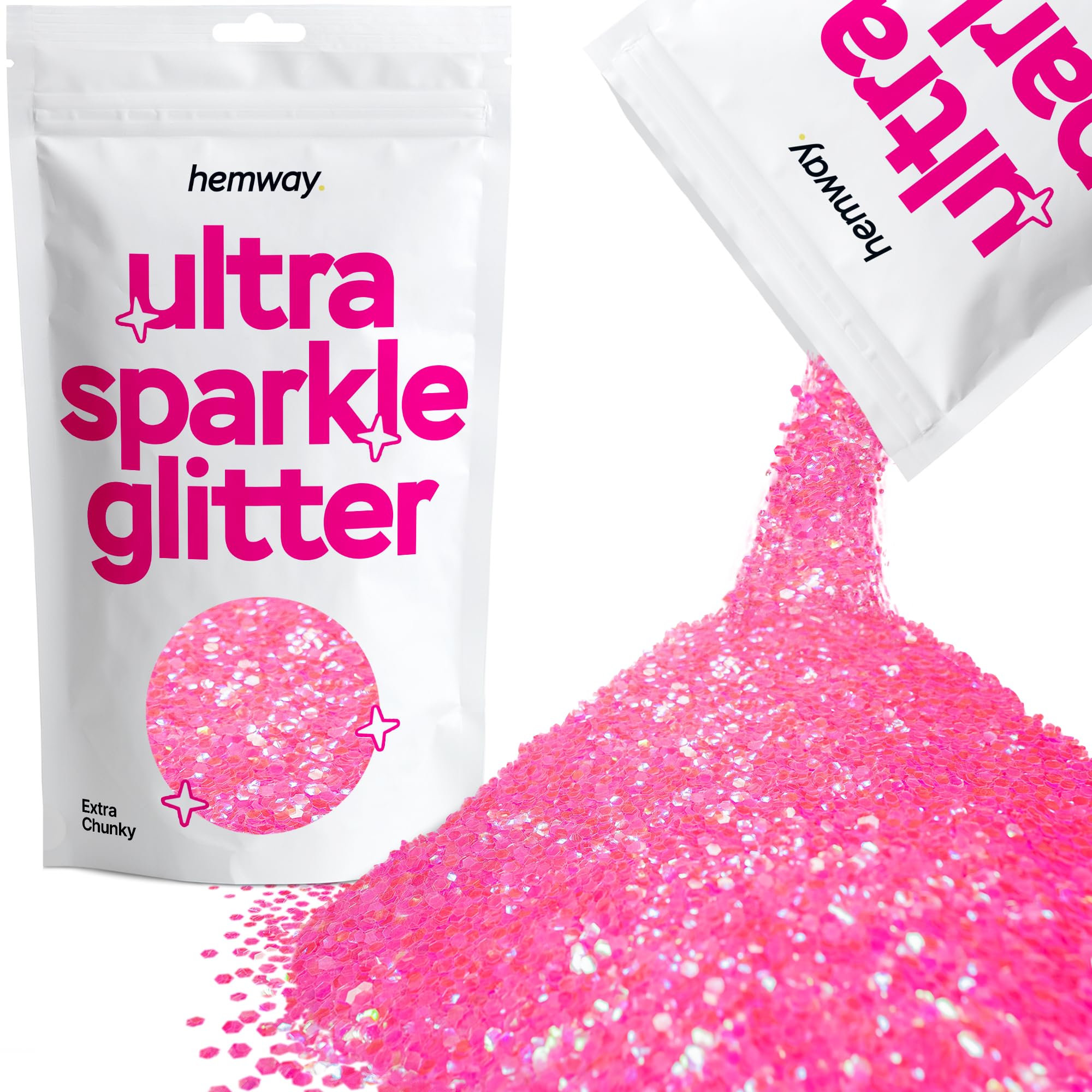 Hemway Ultra Sparkle Glitter Baby Pink Iridescent 100g Fine | Glitter for Arts & Craft, Makeup, Nail Art, Crafting, Card Making, Sparkle Decoration — view 217