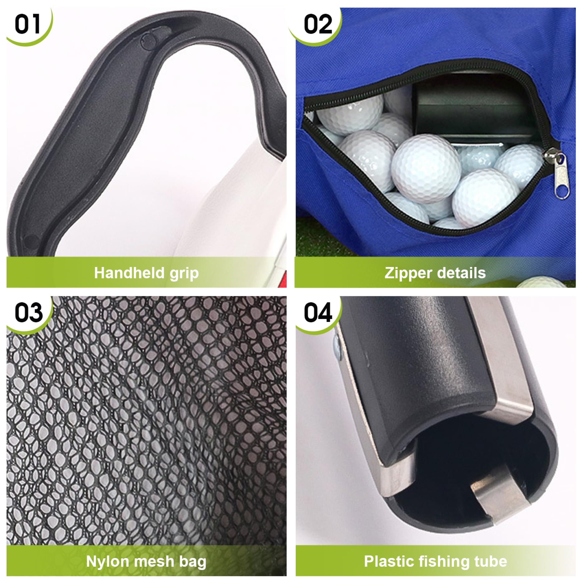 Golf-Shag-Tasche für 70 Bälle, tragbare abnehmbare Shag-Tasche mit Reißverschluss für Golfbälle mit und Tee-Halter, Sportzubehör