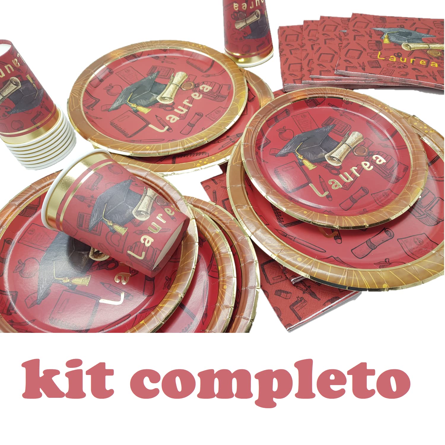 Zeus Party Kit Coordinato per Feste Oggi SPOSI (Piatti Grandi, Bicchieri, tovaglioli 33x33cm, Festone) (per 20 Persone