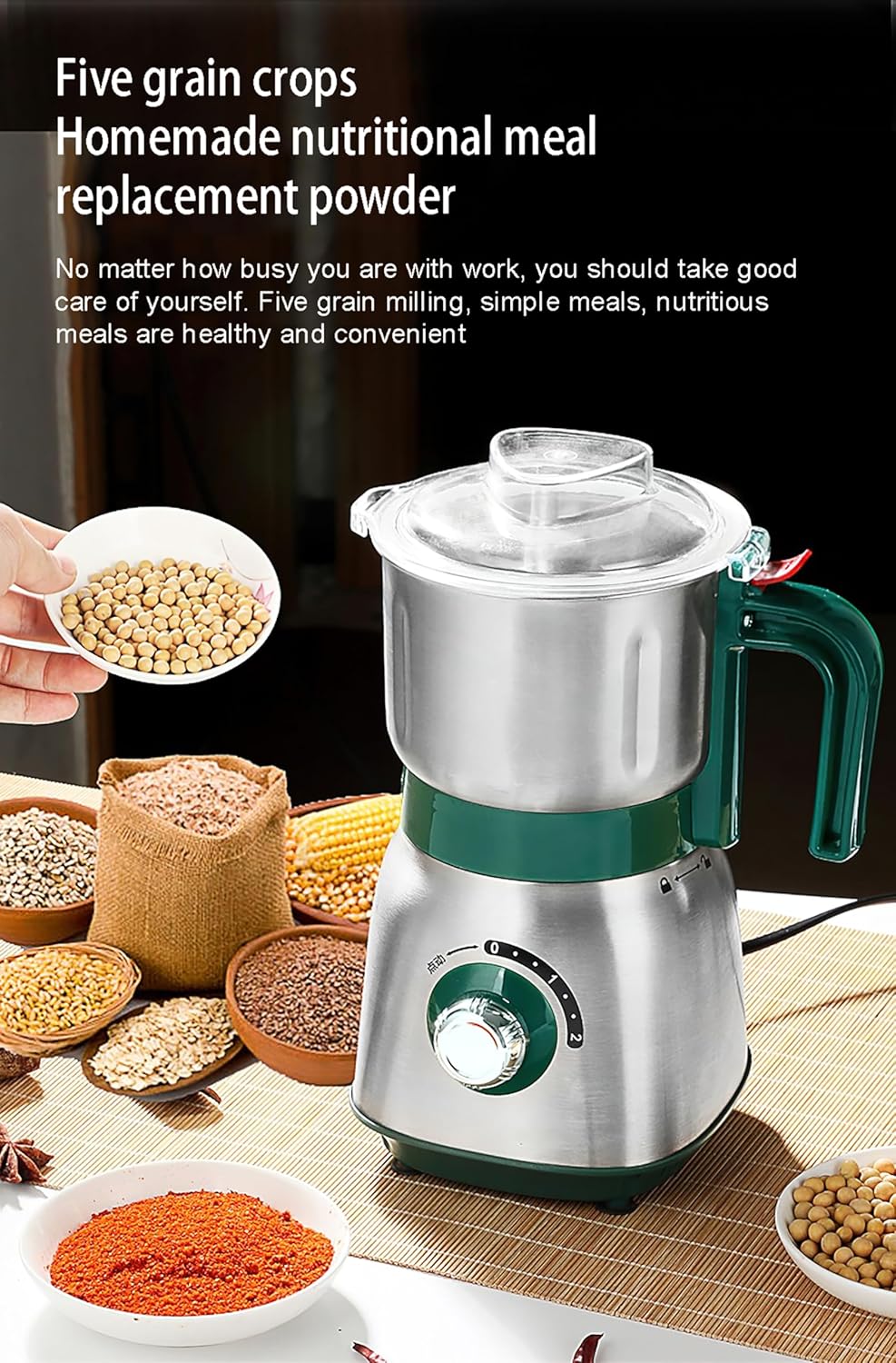 Dual Purpose Grinding Machine, Household Crusher, Ultra-Fine Powder Grinder (Brush+filter+3 spare knives)