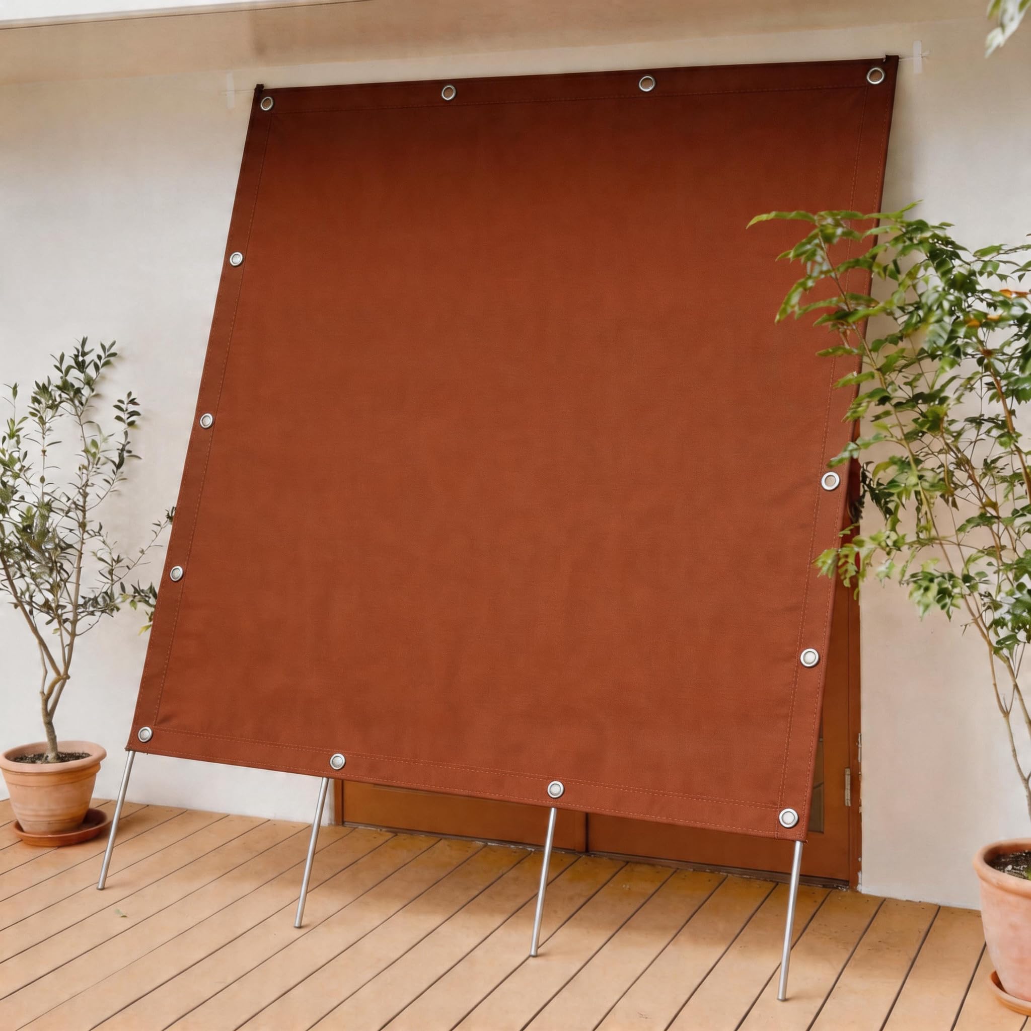 Voile d'ombrage 120x650 rouge rouille pour bloquer le soleil et protéger du vent