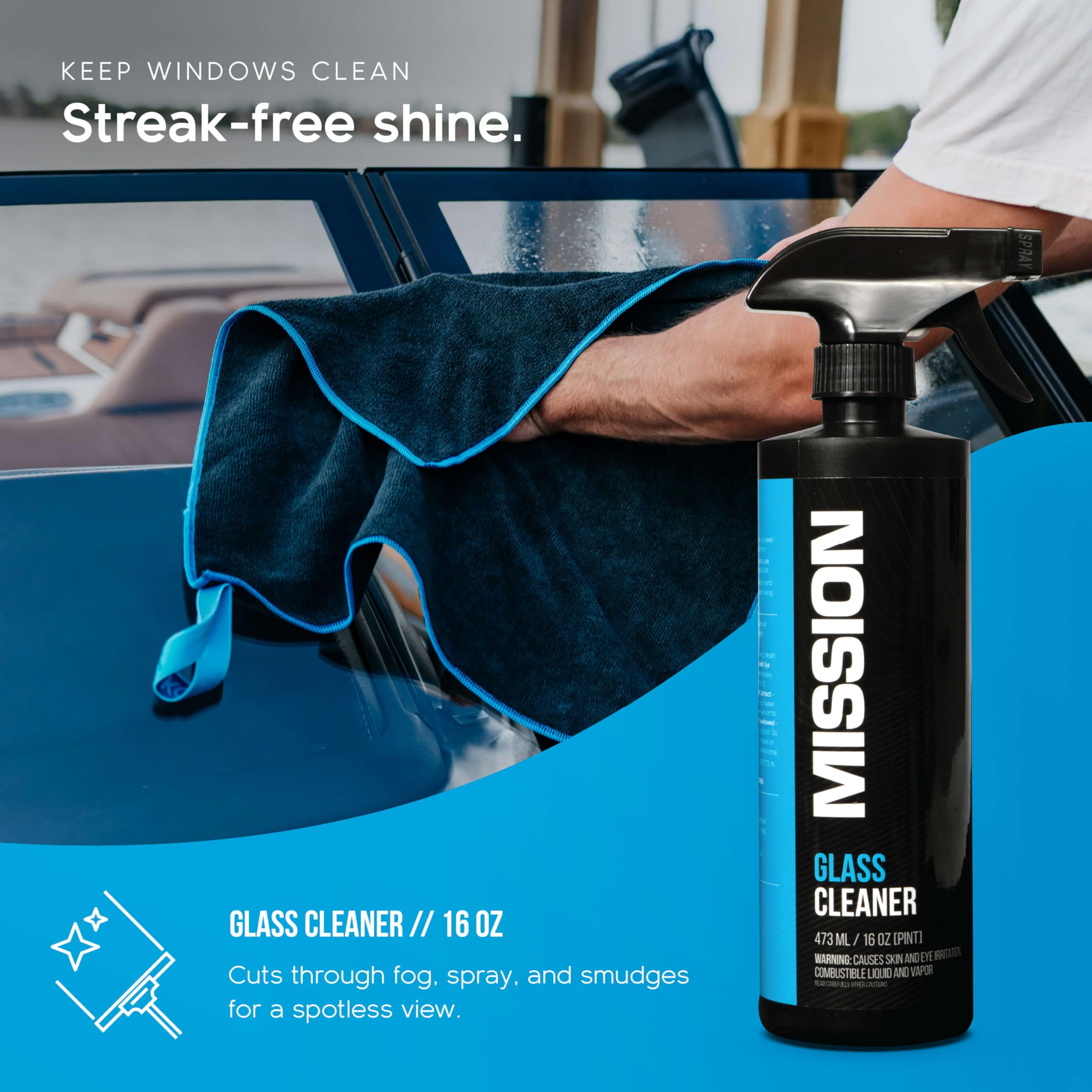 MISSION Boat Gear CLEAN & PROTECT :: Glass Cleaner (16 oz)