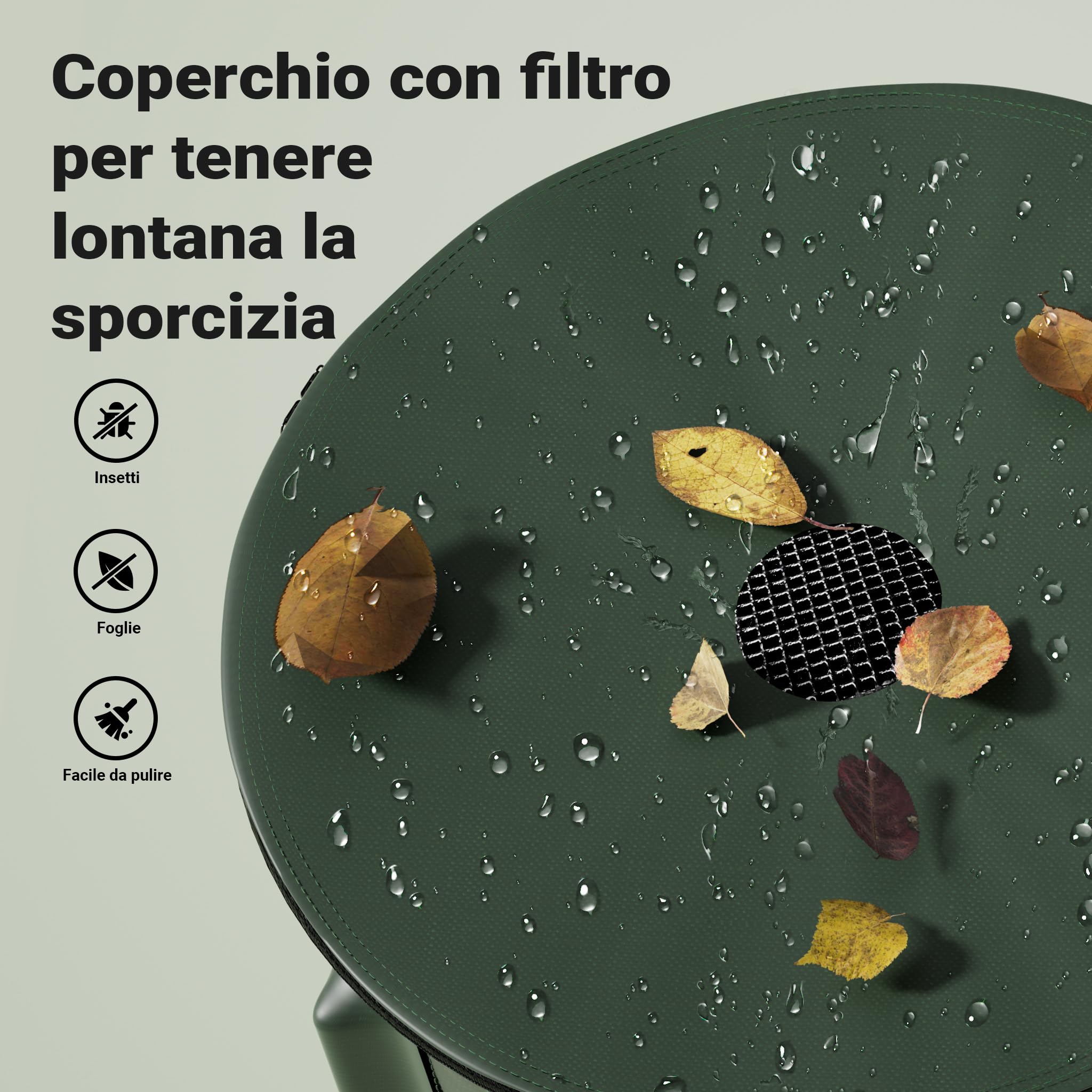 Wiltec Serbatoio acqua piovana pieghevole da 250 l, con coperchio e rubinetto, contenitore raccolta acqua piovana in PVC da 620 g/m² con attacco per tubo