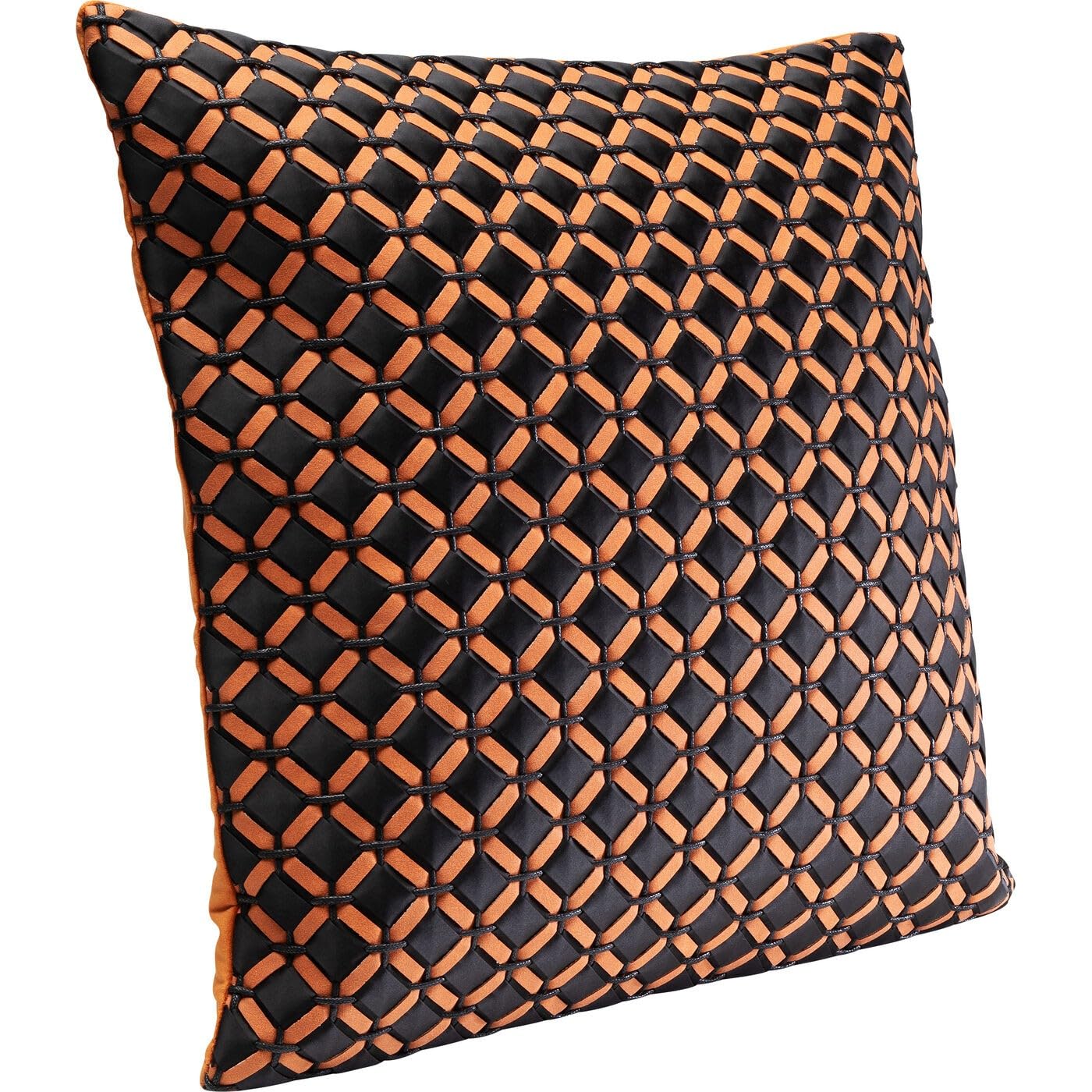 Kare Design Kissen Mina, Orange/Schwarz, Abnehmbarer Bezug mit Reisverschluss, mit Füllung, Dekokissen, Zierkissen, Wohnaccessoire, Bezug in Samtoptik, 45x45 cm (H/B)