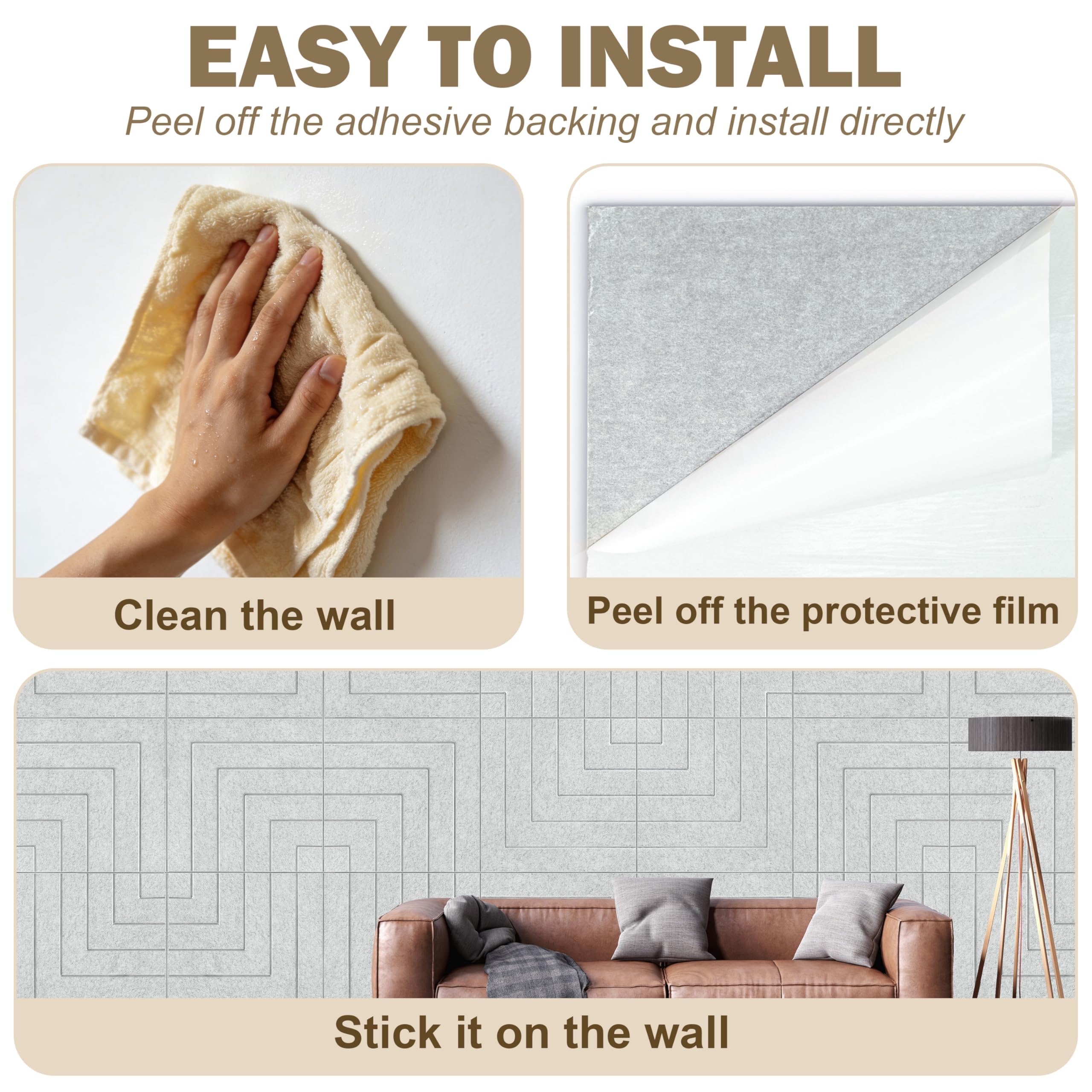 Confezione da 6 pannelli acustici, 60 x 50 cm, pannelli fonoassorbenti per pareti, autoadesivi ad alta densità, decorativi per registrazione, casa, sala multimediale, ufficio e studio, grigio