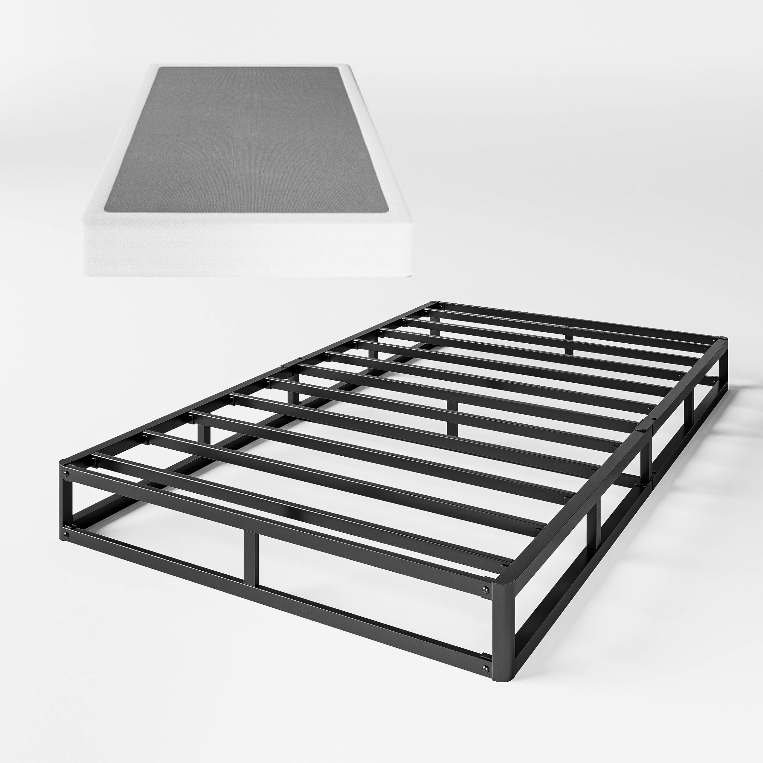 Aardhen Twin-XL Size 7 Inch Box Spring & Low Profile Metal Platform/Bed Frame with Steel Slat Support/Quiet Noise-Free/Easy Assembly