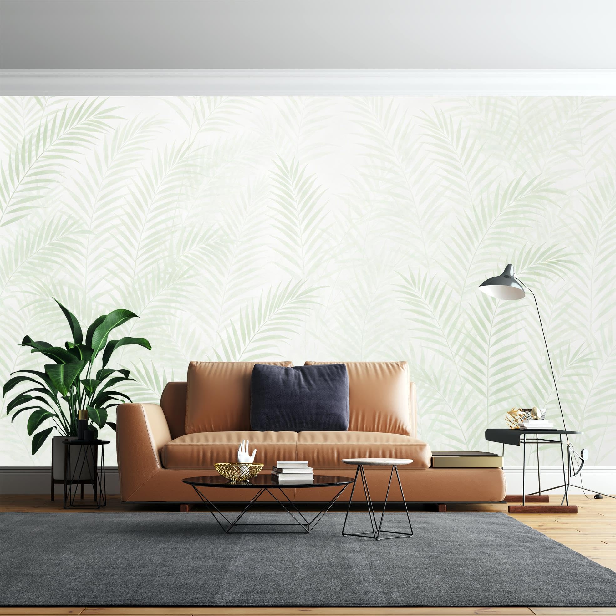 Self Adhesive Wallpaper, 280X180Cm(Wxh) Green Palm Leaf Photo Wallpaper Peel And Stick Poster Waterproof Removable Vinyl Wall Mural For Furniture, Kitchen Worktop, Windowsill Green Palm Leaf 280X180C