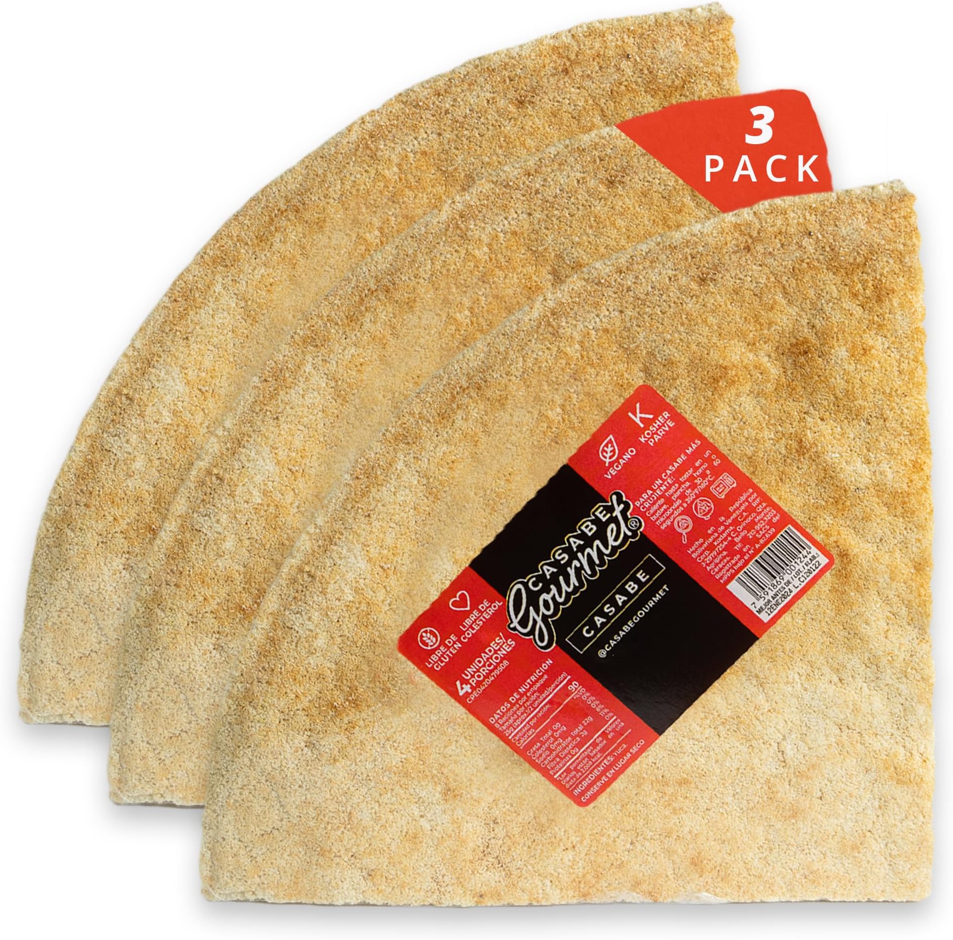 Casabe Gourmet Large Cassava Chips - 3 Pack (23.68 oz) – Vegan, Gluten Free Organic & Low Carb Bread Casabe Crackers Made of Cassava Flour | Healthy Snack Option | Made in Venezuela