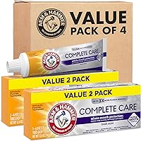 ARM & Hammer Complete Care Whitening Toothpaste with Baking Soda & Fluoride, 4-Pack 6oz Fresh Mint - 3x Plaque Removal & Enamel Protection