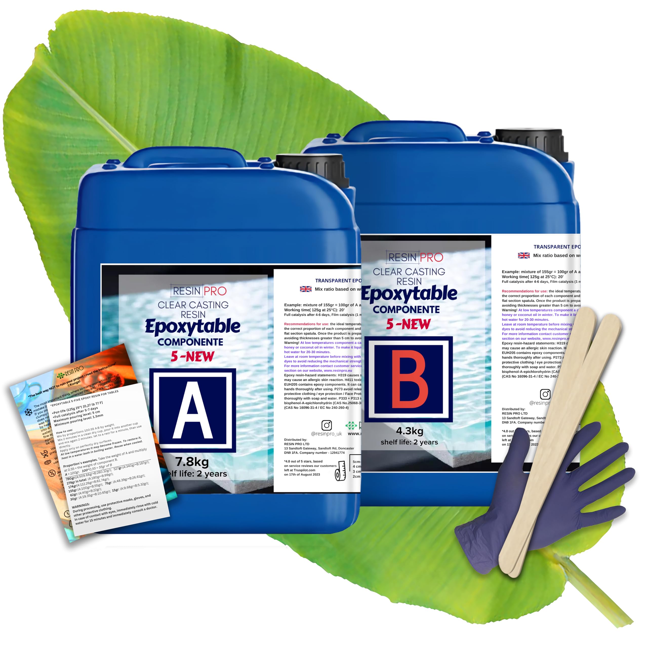 12,1 Kg Epoxy Resin Epoxytable Five Ideal for creating River Table, Furniture, Clear Casting, Countertops 5 cm, Jewellery and Artistic Creations, Non-toxic Certified, Technical Assistance in English