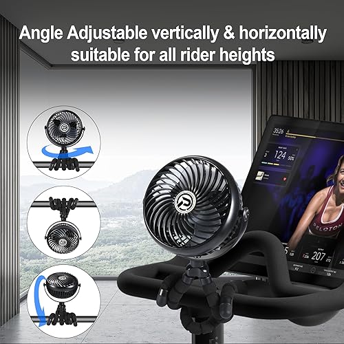 Miniatura 5 de Ventilador de clip para bicicleta estáticabanda de rodadura, ventilador portátil con batería recargable para cinta de correr, máquina de ejercicio