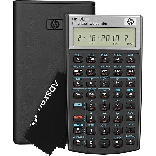 HP 10bII+ Financial Calculator – 100+ Functions for Business, Finance, Accounting, Statistics & Algebra – College & High School Calculator, Exam Approved for SAT, AP, PSAT – Includes Case & Cloth