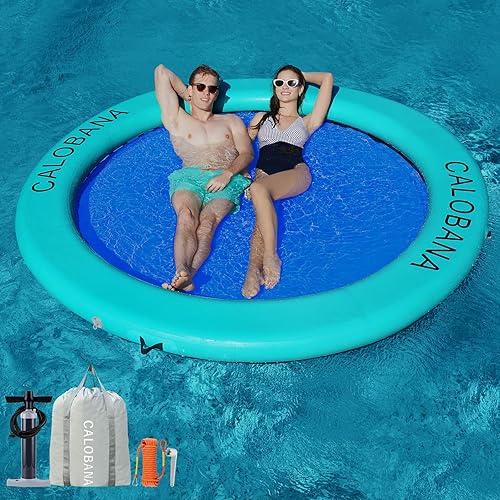 Miniatura 13 de Anillo Flotante Redondo Inflable Hamaca de Agua Flotadores de Río de Alta Resistencia Flotadores de Lago para Adultos Plataforma de Isla Flotante