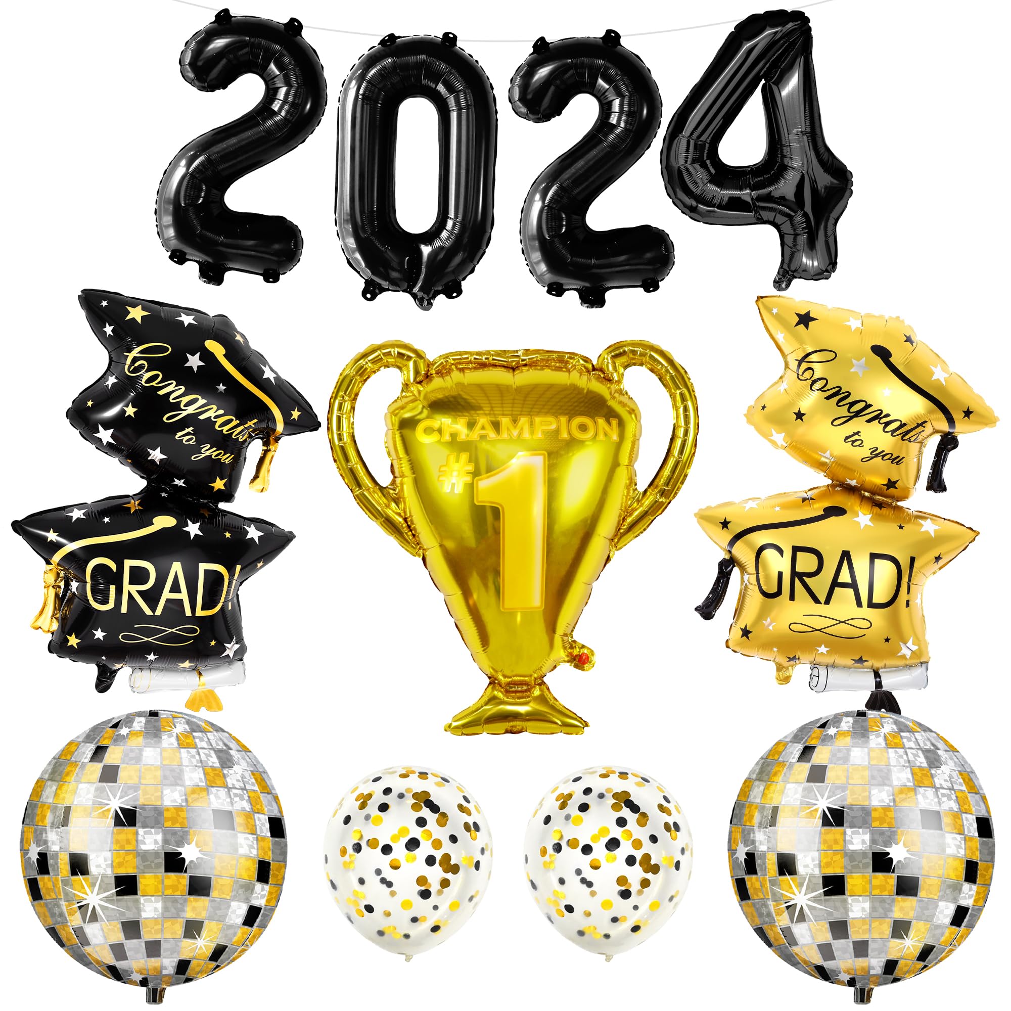 KatchOn, 2025 Graduation Balloons Set - Pack of 11 | Trophy Balloon, 33 Inch | 2025 Balloons, Graduation Decorations 2025 | Grad Cap Balloon, Class Of 2025 Balloons | Disco Grad Party Decorations 2025