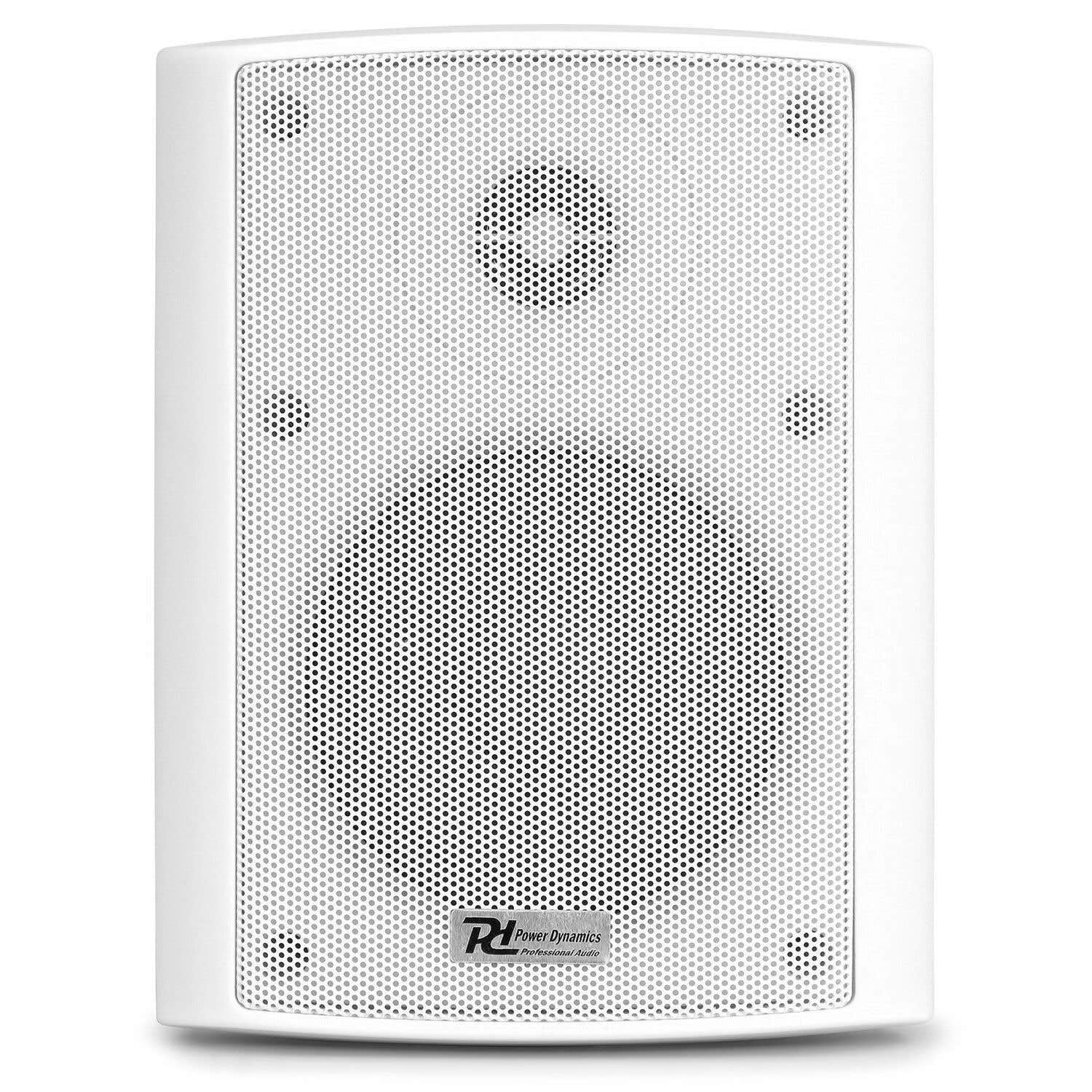 Power Dynamics WS50A Pareja de Altavoces Bluetooth de 2 vías, 240 vatios y 5,25", Color Blanco, con Soporte de Montaje, para Uso en Interiores o Exteriores IP55, Control Remoto Incluido