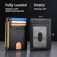 Vista 128 de Buffway - Billetera delgada minimalista de cuero con protección RFID para hombre y mujer Café Lichee