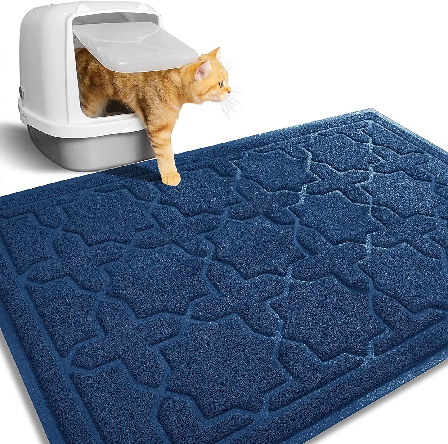 Yimobra Cat Litter Mat, 35.4"x23.6" Litter Box Mat with Litter Lock Mesh, Soft Cat Litter Mat Litter Trapping Mat, Easy to Clean, Non-Slip, Water