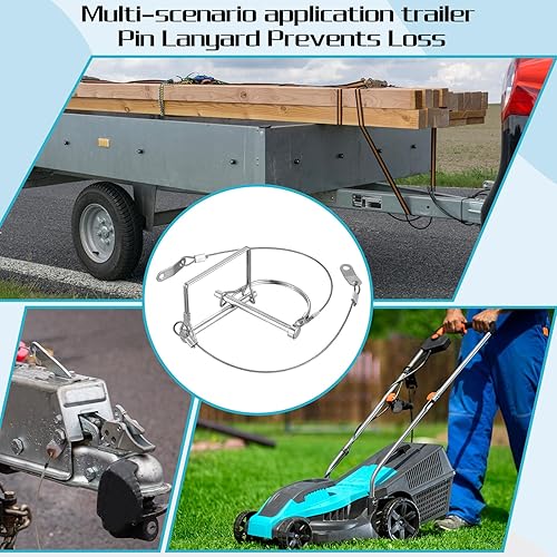 Miniatura 7 de 10 pines de acoplador de remolque con anillo de liberación rápida de acero, 2-34 pulgadas x 14 pulgadas (largo x ancho) pasador de acoplador de