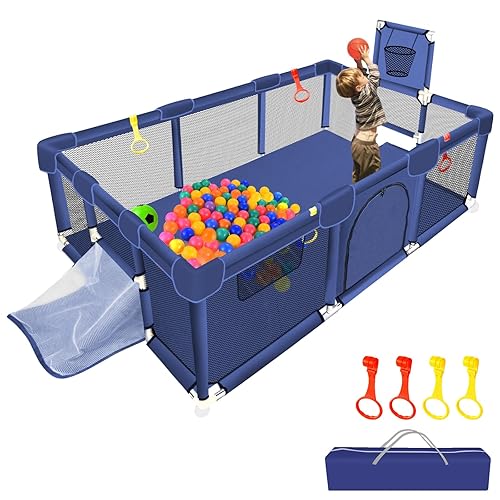Corralito grande para bebés y niños pequeños, pozos de pelotas para niños pequeños, corral de juegos para niños, patio de juegos resistente con red