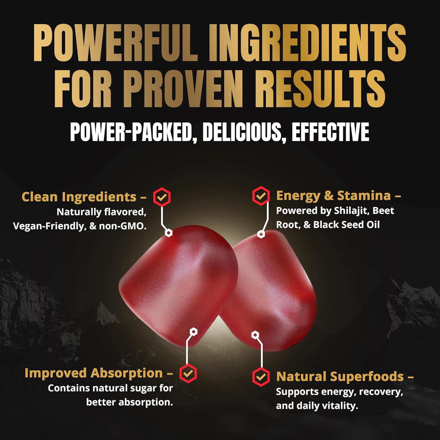 Himalayan Natural Shilajit Gummies for Men – Made in USA, True Gold Pure Himalayan Shilajit for Men Gummies, Energy & Focus Support with Ashwagandha & Sea Moss, Vegan, 60 Count - Image 6