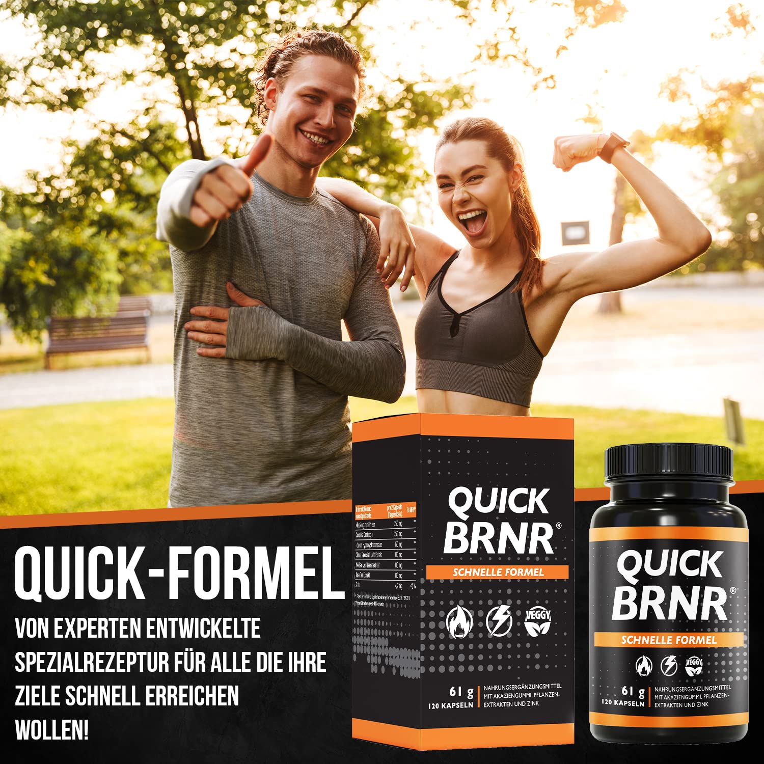 BRNR QUICK BRNR Schnelle Formel 6in1 mit Garcinia Cambogia, Stoffwechsel-Rezeptur mit Zink, 120 Kapseln