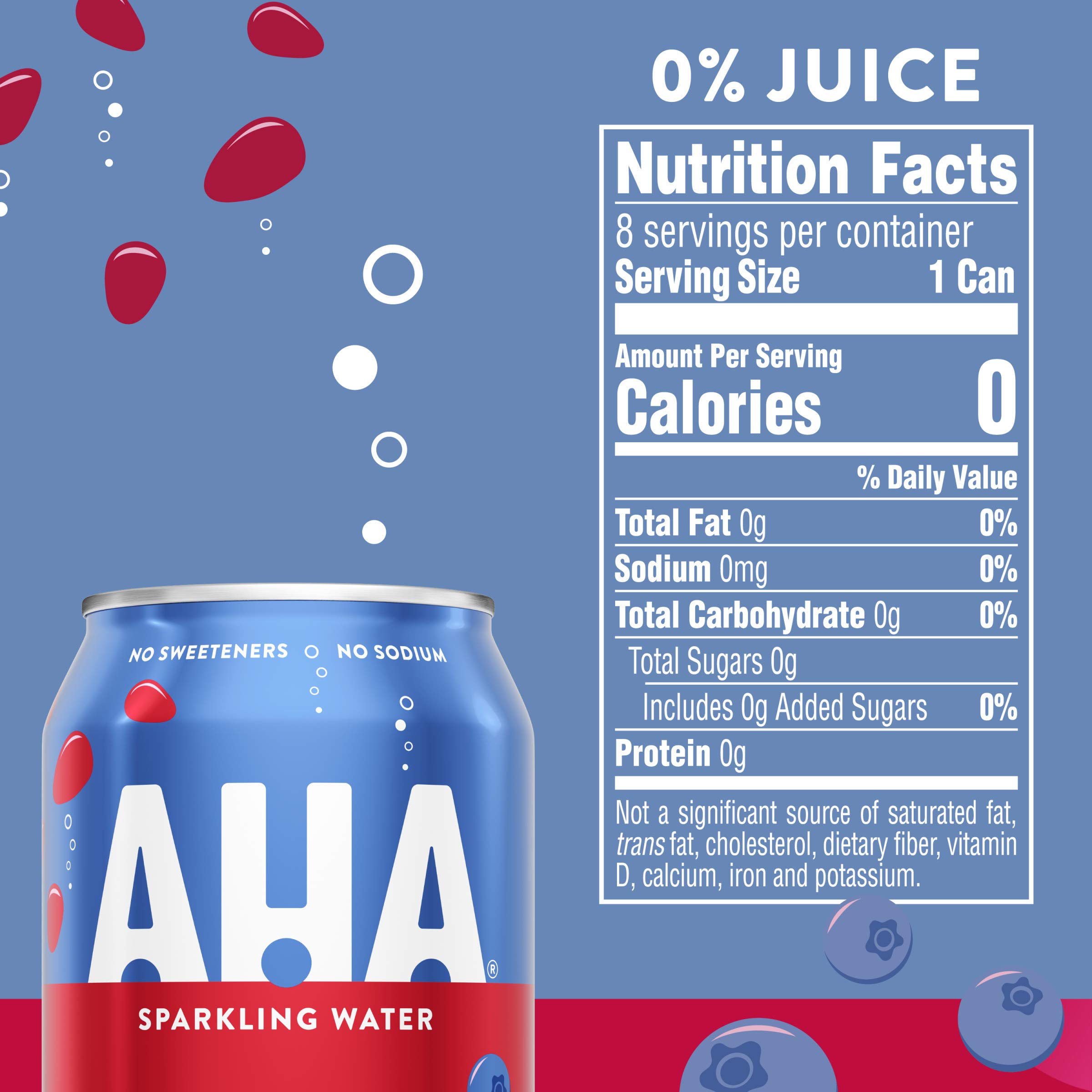 AHA Sparkling Water, Blueberry Pomegranate Flavored Water, Zero
